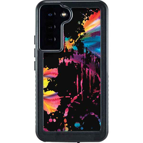 Chromatic Splatter Black Galaxy S23 Plus Waterproof Case