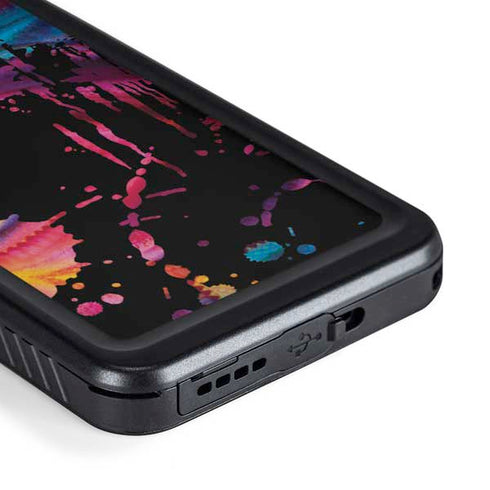 Chromatic Splatter Black Galaxy S23 Plus Waterproof Case