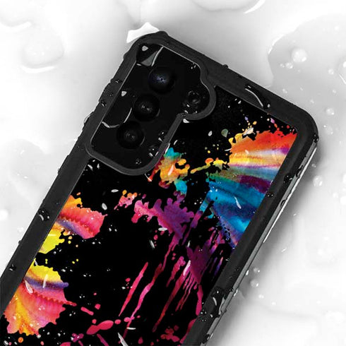 Chromatic Splatter Black Galaxy S23 Waterproof Case