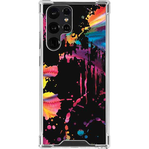 Chromatic Splatter Black Galaxy S24 Ultra Clear Case