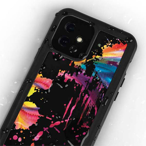 Chromatic Splatter Black iPhone 12 Mini Waterproof Case