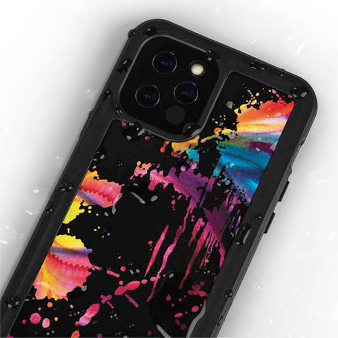 Chromatic Splatter Black iPhone 12 Pro Waterproof Case