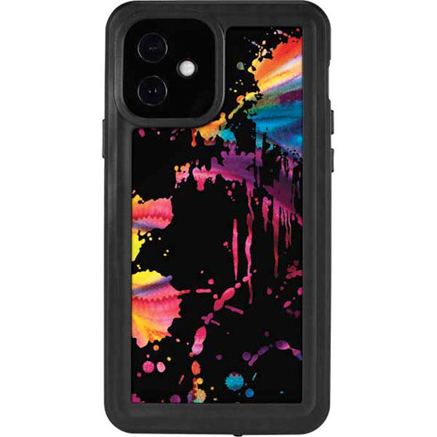 Chromatic Splatter Black iPhone 12 Waterproof Case