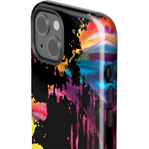 Chromatic Splatter Black iPhone 15 Plus Impact Case