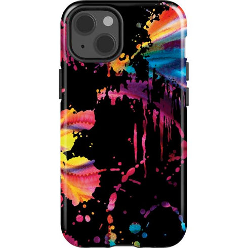 Chromatic Splatter Black iPhone 15 Impact Case