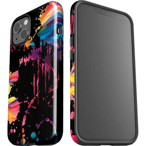 Chromatic Splatter Black iPhone 15 Impact Case