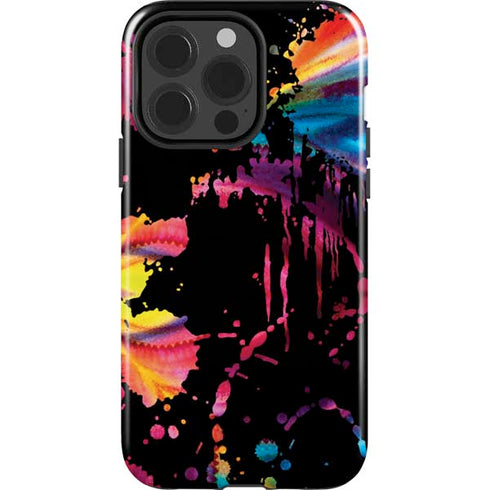 Chromatic Splatter Black iPhone 15 Pro Impact Case