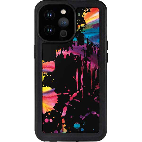 Chromatic Splatter Black iPhone 14 Pro Max Waterproof Case