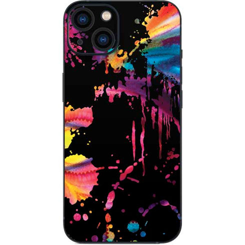 Chromatic Splatter Black iPhone 14 Skin