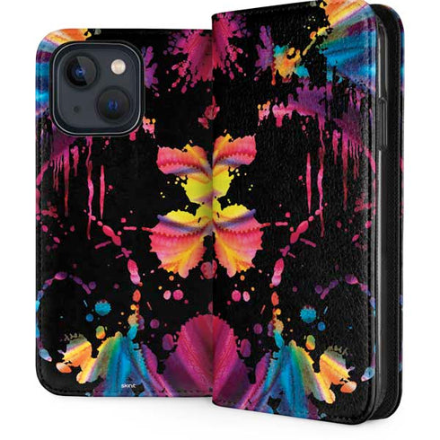 Chromatic Splatter Black iPhone 15 Folio Case