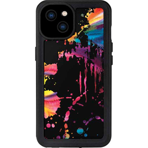 Chromatic Splatter Black iPhone 15 Plus Waterproof Case