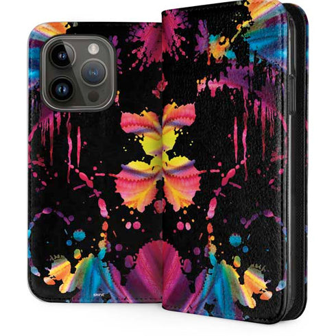 Chromatic Splatter Black iPhone 15 Pro Folio Case