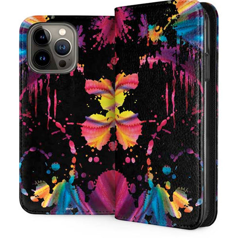 Chromatic Splatter Black iPhone 15 Pro Max Folio Case