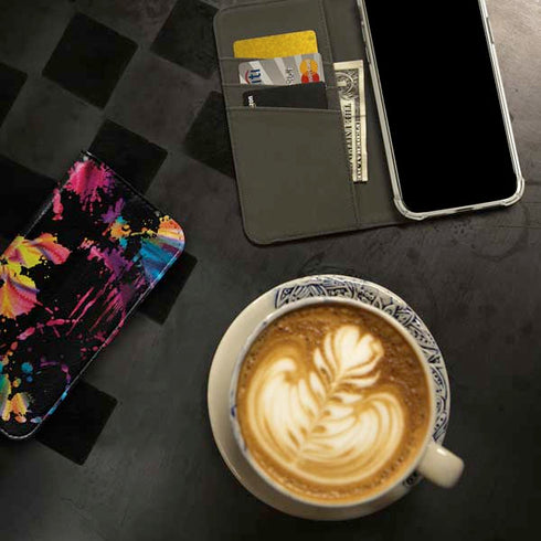 Chromatic Splatter Black iPhone 15 Pro Max Folio Case