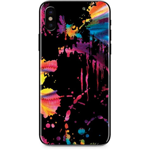 Chromatic Splatter Black iPhone XS Skin