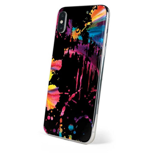 Chromatic Splatter Black iPhone XS Skin