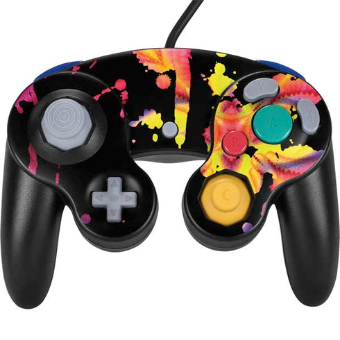 Chromatic Splatter Black Nintendo GameCube Controller Skin