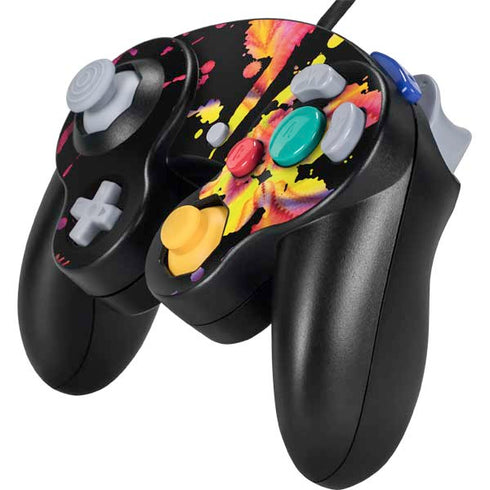 Chromatic Splatter Black Nintendo GameCube Controller Skin