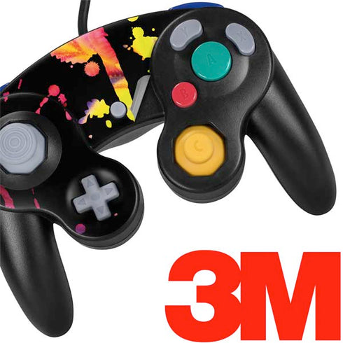 Chromatic Splatter Black Nintendo GameCube Controller Skin