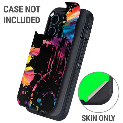 Chromatic Splatter Black Otterbox Defender iPhone Skin