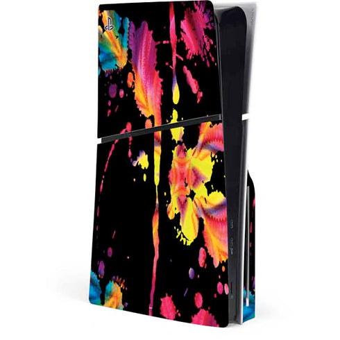 Chromatic Splatter Black PS5 Slim Disk Console Skin