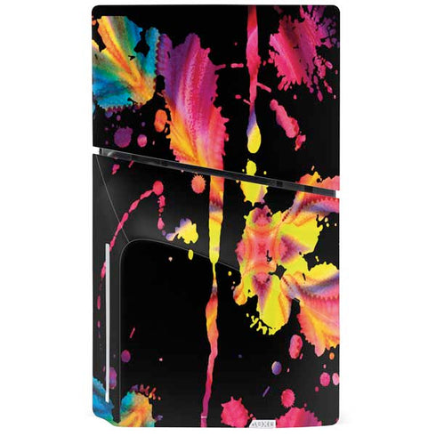 Chromatic Splatter Black PS5 Slim Disk Console Skin