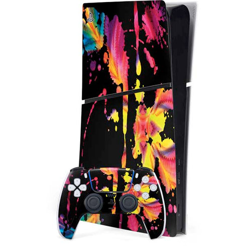 Chromatic Splatter Black PS5 Slim Digital Edition Console Skin