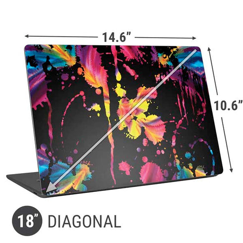 Chromatic Splatter Black Universal Laptop 18in (14.6 x 10.6in) Skin