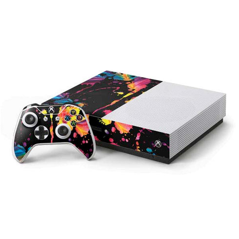 Chromatic Splatter Black Xbox One S Console and Controller Bundle Skin