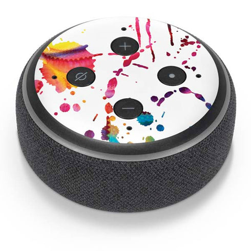Chromatic Splatter White Amazon Echo Dot Skin