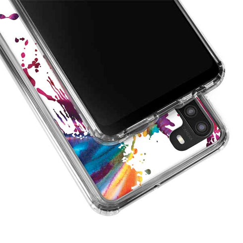 Chromatic Splatter White Galaxy A21 Clear Case