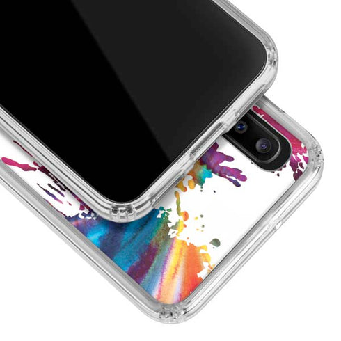 Chromatic Splatter White Galaxy A30 Clear Case