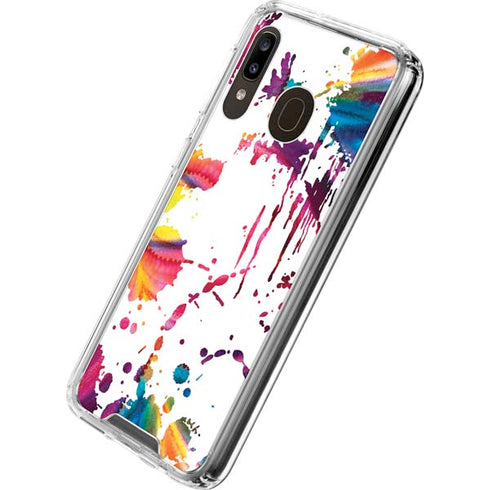 Chromatic Splatter White Galaxy A30 Clear Case