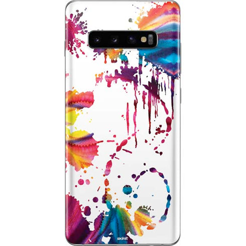 Chromatic Splatter White Galaxy S10 Plus Skin