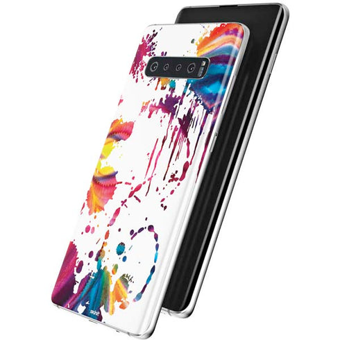 Chromatic Splatter White Galaxy S10 Plus Skin