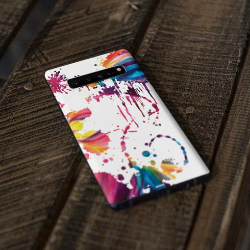Chromatic Splatter White Galaxy S10 Skin
