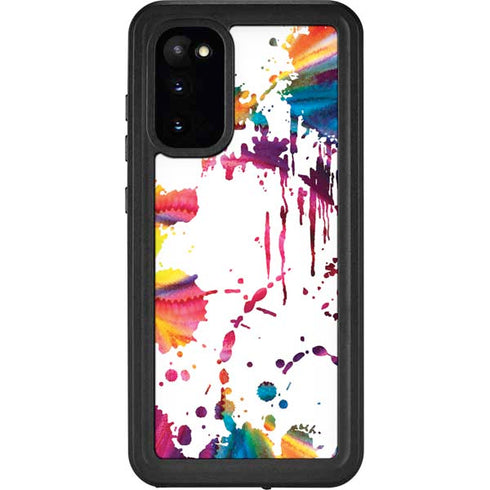 Chromatic Splatter White Galaxy S20 Waterproof Case