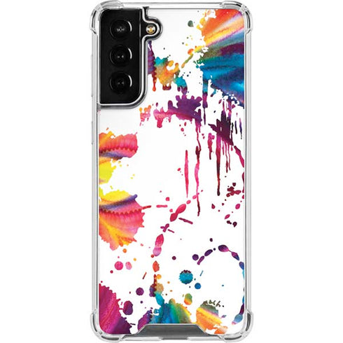 Chromatic Splatter White Galaxy S21 FE Clear Case