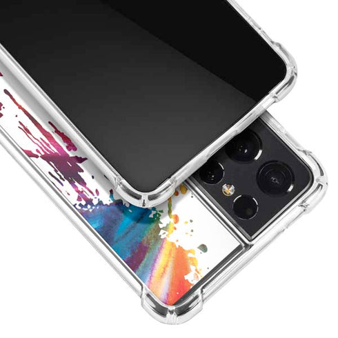 Chromatic Splatter White Galaxy S21 Ultra 5G Clear Case