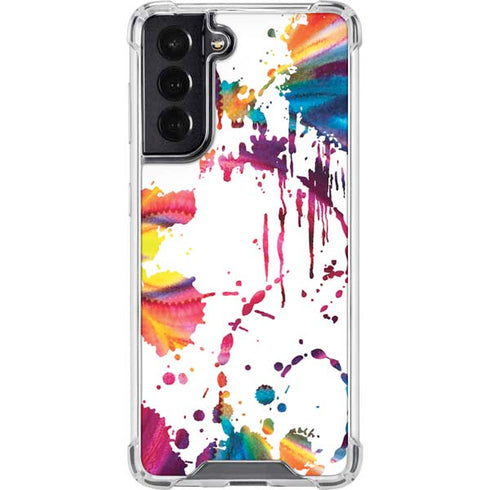 Chromatic Splatter White Galaxy S22 Clear Case