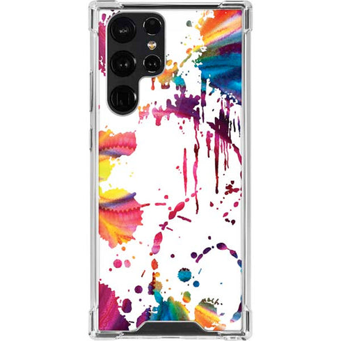 Chromatic Splatter White Galaxy S22 Ultra Clear Case