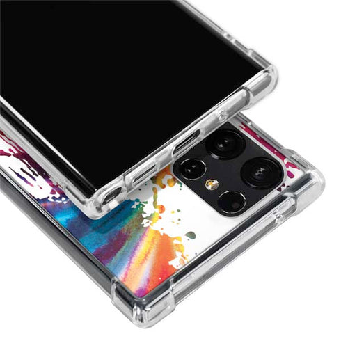 Chromatic Splatter White Galaxy S22 Ultra Clear Case