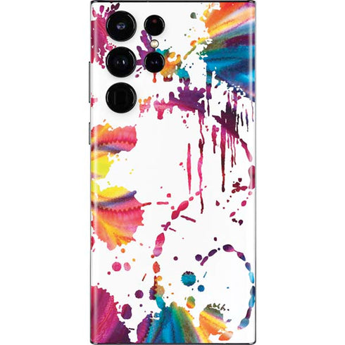 Chromatic Splatter White Galaxy S22 Ultra Skin