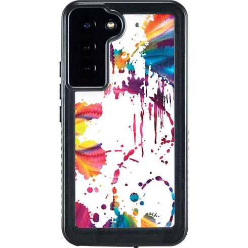 Chromatic Splatter White Galaxy S23 Plus Waterproof Case