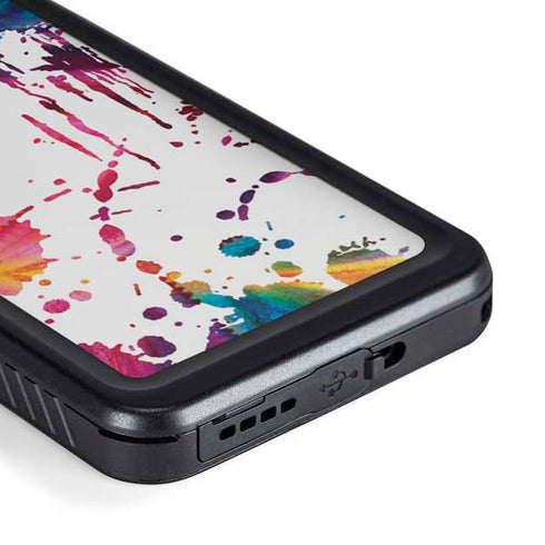 Chromatic Splatter White Galaxy S23 Plus Waterproof Case