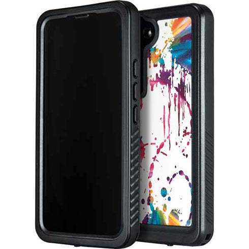 Chromatic Splatter White Galaxy S23 Waterproof Case