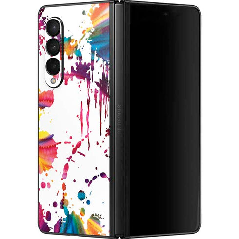 Chromatic Splatter White Galaxy Z Fold3 5G Skin