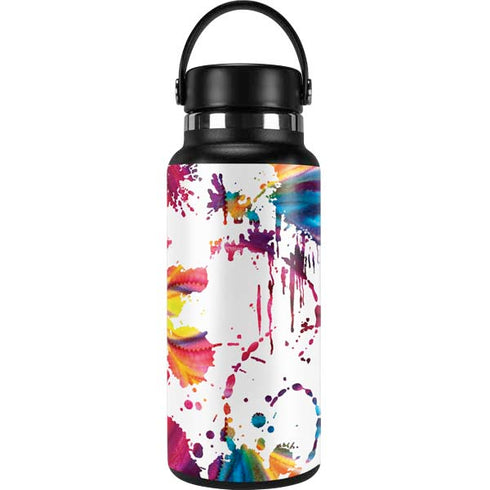 Chromatic Splatter White Hydro Flask 32oz Wide Mouth Skin