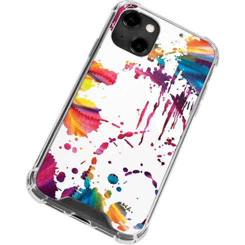 Chromatic Splatter White iPhone 14 Clear Case