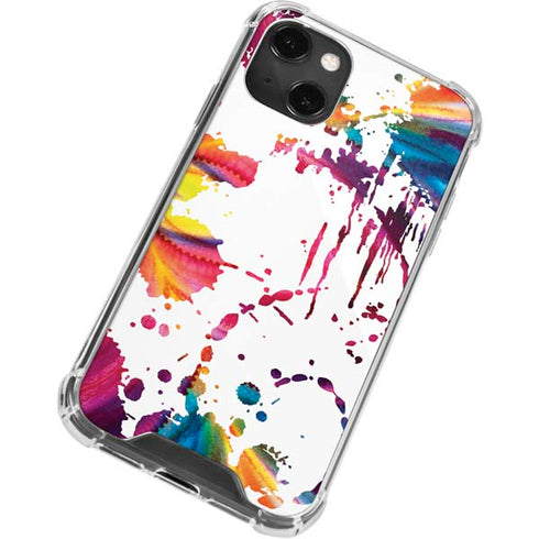 Chromatic Splatter White iPhone 14 Plus Clear Case